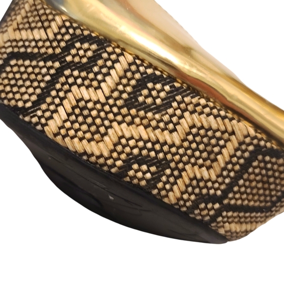 Sam & Libby Gold & Caramel Ankle Strap Peep Toe Platform Heels Size 9 New - Picture 9 of 11